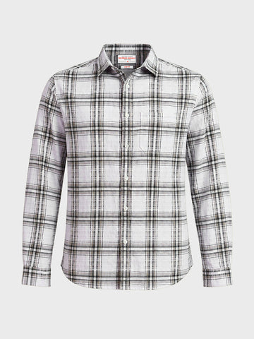Men's White Slim Fit Checkered Casual Shirt