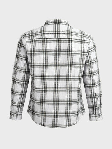 Men's White Slim Fit Checkered Casual Shirt