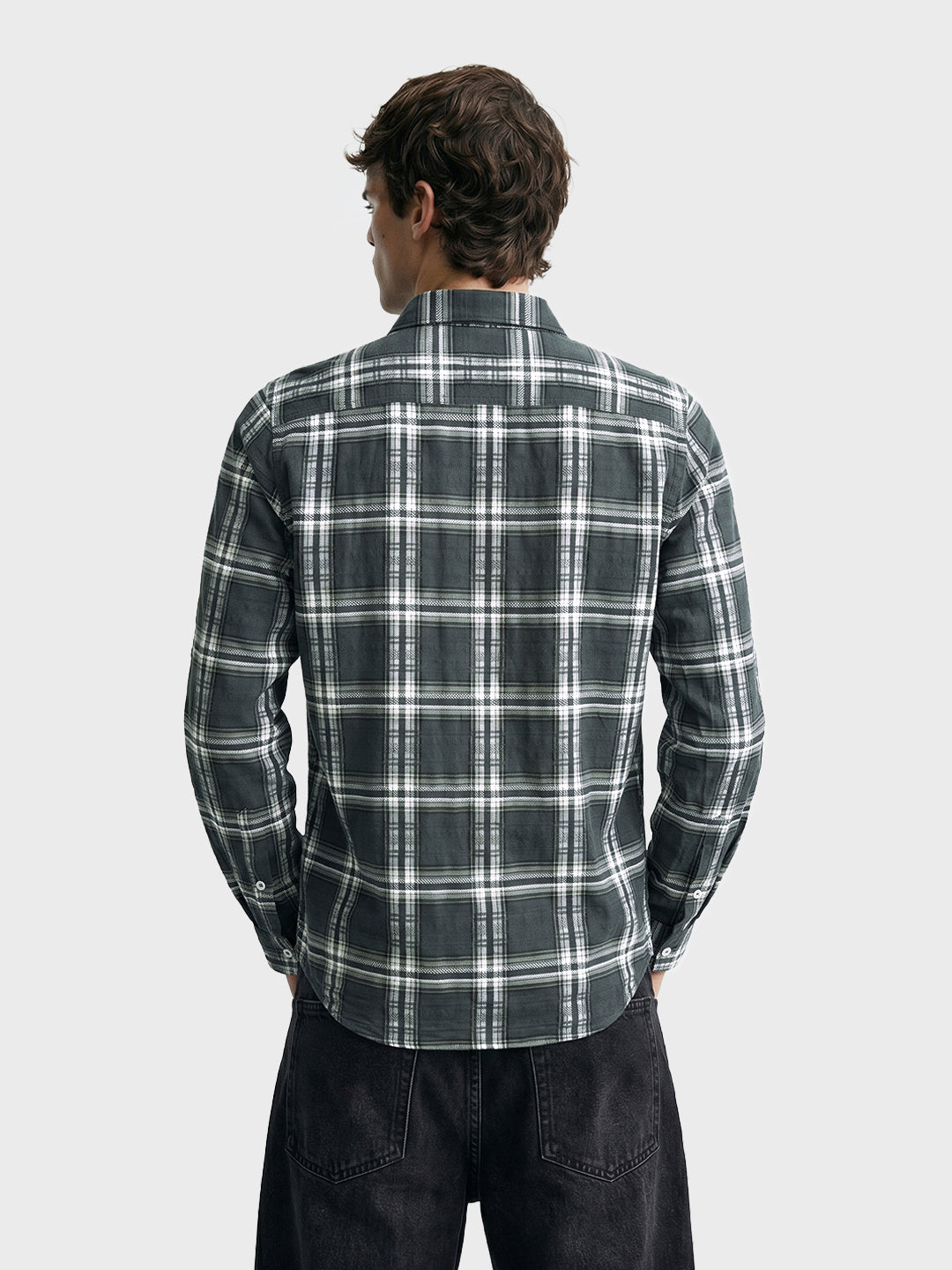 Men's Green Slim Fit Checkered Casual Shirt