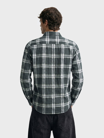Men's Green Slim Fit Checkered Casual Shirt