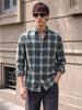 Men's Green Slim Fit Checkered Casual Shirt