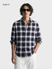 Men's Black Slim Fit Checkered Casual Shirt