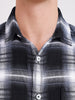 Men's Black Slim Fit Checkered Casual Shirt