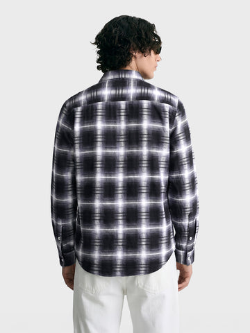 Men's Black Slim Fit Checkered Casual Shirt