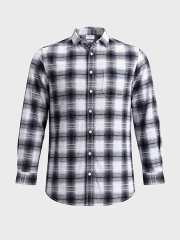 Men's White Slim Fit Checkered Casual Shirt