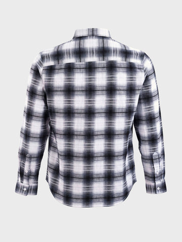 Men's White Slim Fit Checkered Casual Shirt