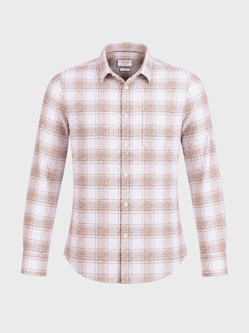 Men's White Slim Fit Checkered Casual Shirt