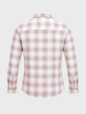 Men's White Slim Fit Checkered Casual Shirt