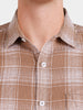 Men's Brown Slim Fit Checkered Casual Shirt