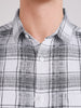 Men's White Slim Fit Checkered Casual Shirt