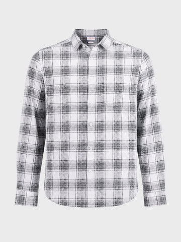 Men's White Slim Fit Checkered Casual Shirt