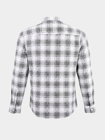 Men's White Slim Fit Checkered Casual Shirt