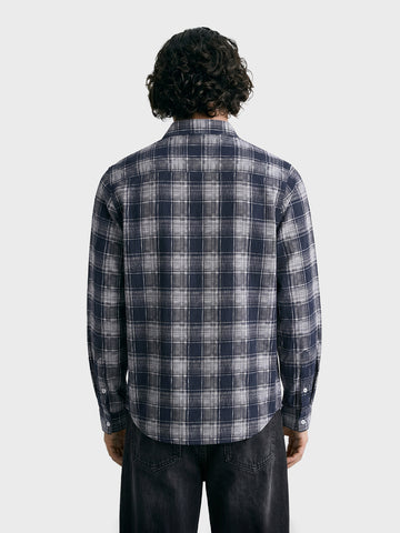 Men's Grey Slim Fit Checkered Casual Shirt