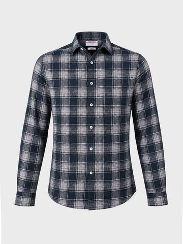 Men's Grey Slim Fit Checkered Casual Shirt