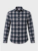 Men's Grey Slim Fit Checkered Casual Shirt