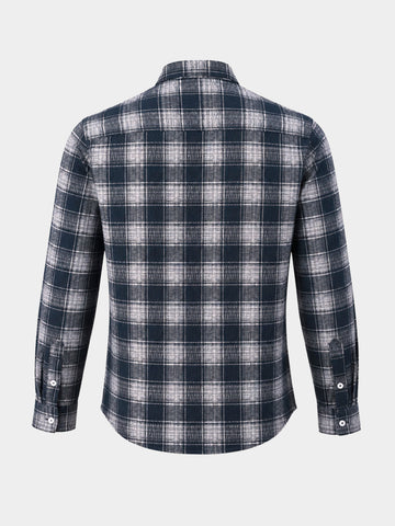 Men's Grey Slim Fit Checkered Casual Shirt