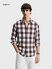 Men's Brown Slim Fit Checkered Casual Shirt