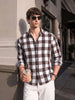 Men's Brown Slim Fit Checkered Casual Shirt