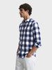 Men's Blue Slim Fit Checkered Casual Shirt