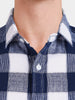 Men's Blue Slim Fit Checkered Casual Shirt