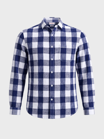 Men's Blue Slim Fit Checkered Casual Shirt