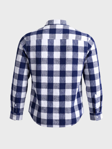 Men's Blue Slim Fit Checkered Casual Shirt