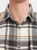 Men's Grey Relaxed Fit Checkered Casual Shirt