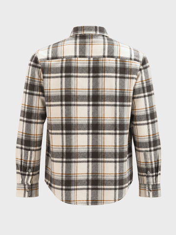 Men's Grey Relaxed Fit Checkered Casual Shirt