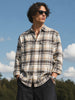 Men's Grey Relaxed Fit Checkered Casual Shirt