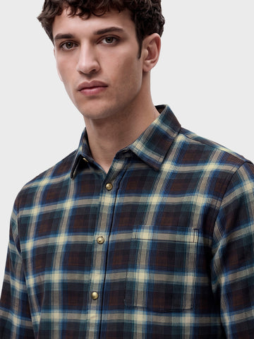 Men's Brown Slim Fit Checkered Casual Shirt