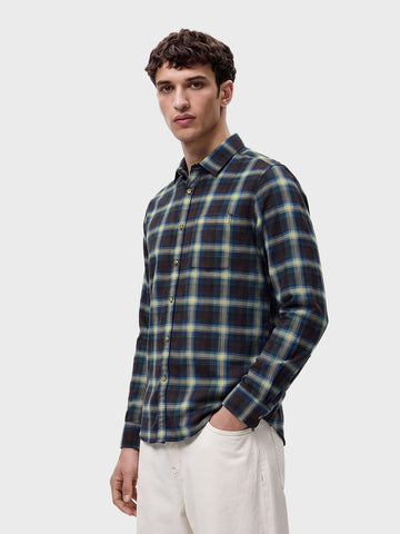 Men's Brown Slim Fit Checkered Casual Shirt