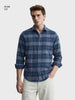 Men's Blue Slim Fit Checkered Casual Shirt