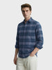 Men's Blue Slim Fit Checkered Casual Shirt