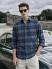 Men's Blue Slim Fit Checkered Casual Shirt
