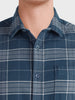 Men's Blue Slim Fit Checkered Casual Shirt