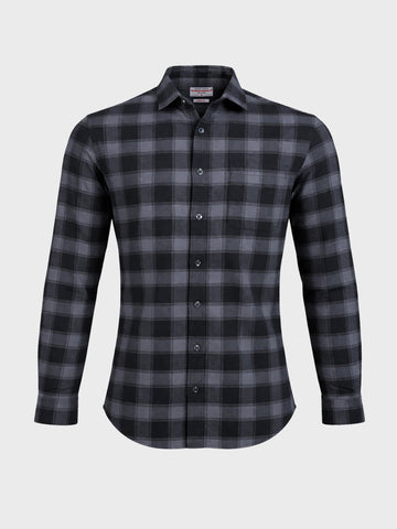 Men's Black Slim Fit Checkered Casual Shirt