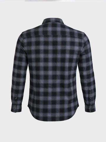 Men's Black Slim Fit Checkered Casual Shirt