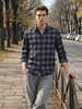 Men's Black Slim Fit Checkered Casual Shirt