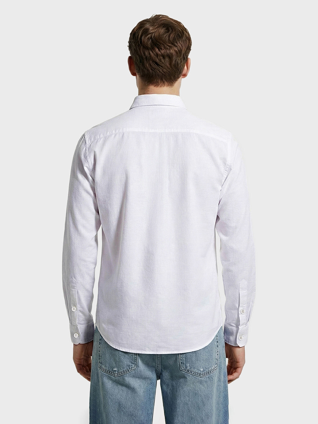 Men's White Slim Fit Solid Casual Shirt