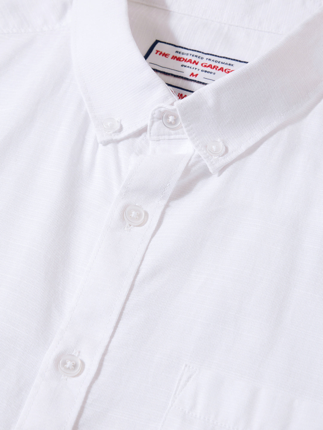 Men's White Slim Fit Solid Casual Shirt