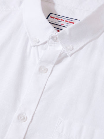 Men's White Slim Fit Solid Casual Shirt