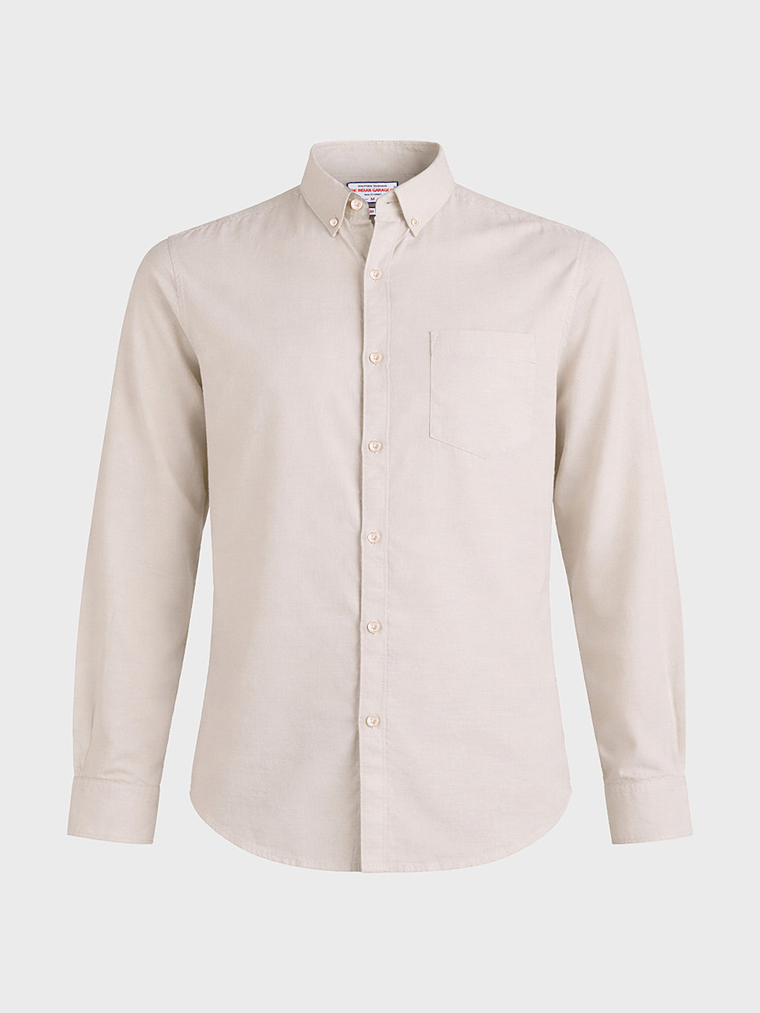 Men's Cream Slim Fit Solid Casual Shirt