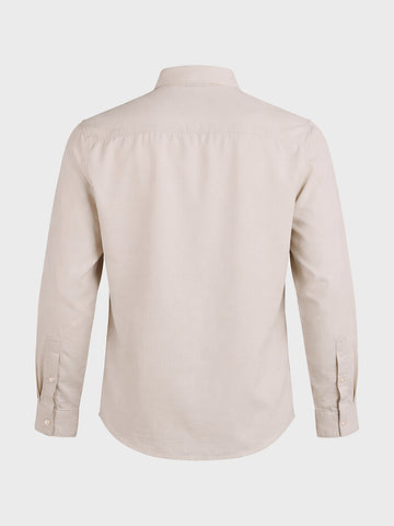 Men's Cream Slim Fit Solid Casual Shirt