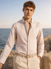 Men's Cream Slim Fit Solid Casual Shirt