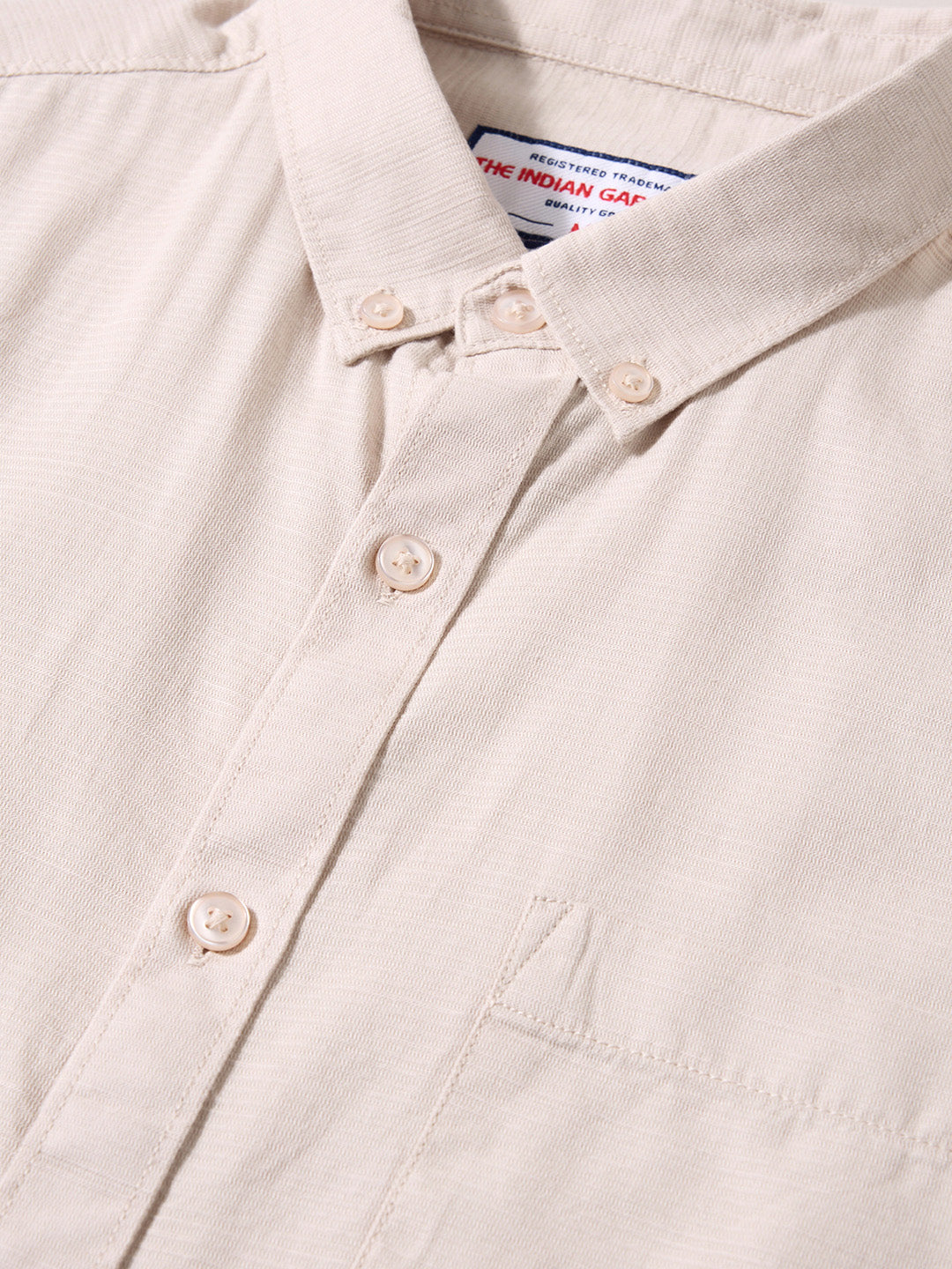Men's Cream Slim Fit Solid Casual Shirt