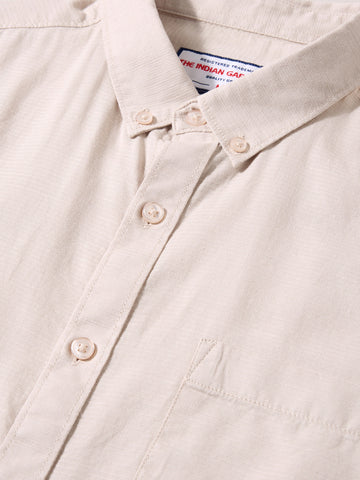 Men's Cream Slim Fit Solid Casual Shirt