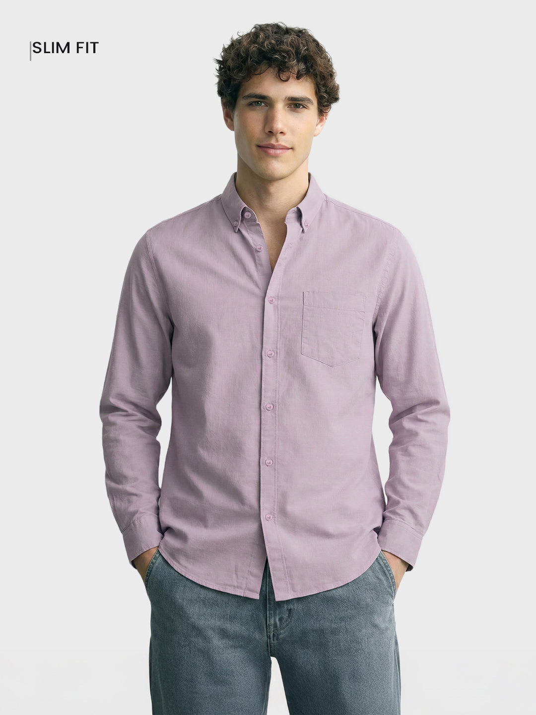 Men's Purple Slim Fit Solid Casual Shirt