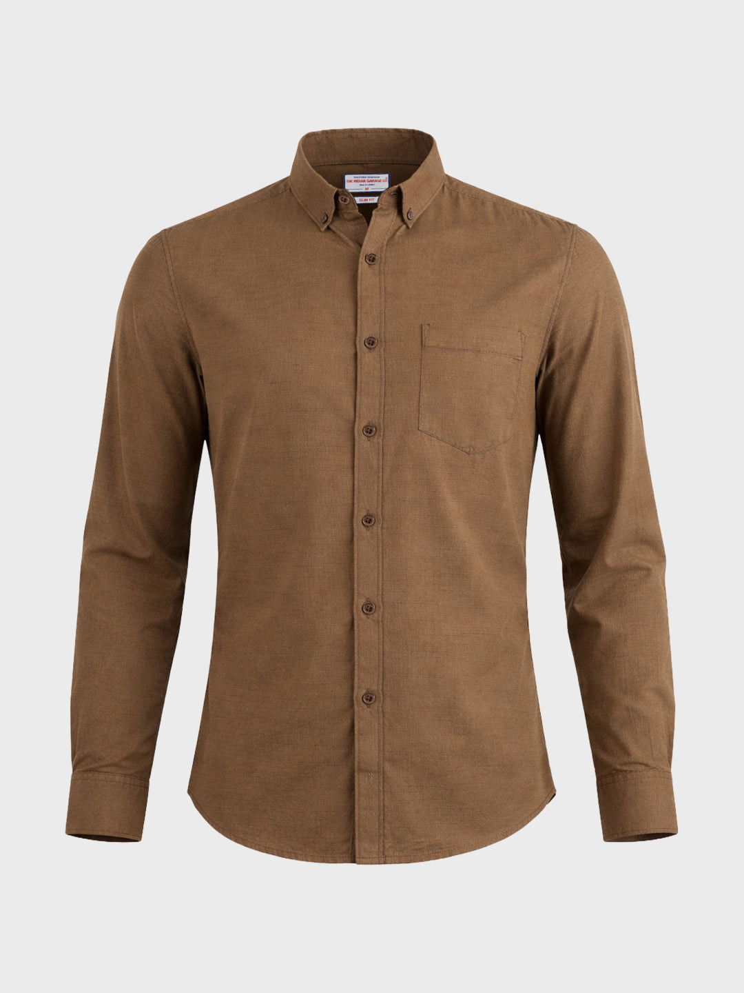 Men's Khaki Slim Fit Solid Casual Shirt