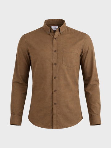 Men's Khaki Slim Fit Solid Casual Shirt