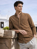 Men's Khaki Slim Fit Solid Casual Shirt
